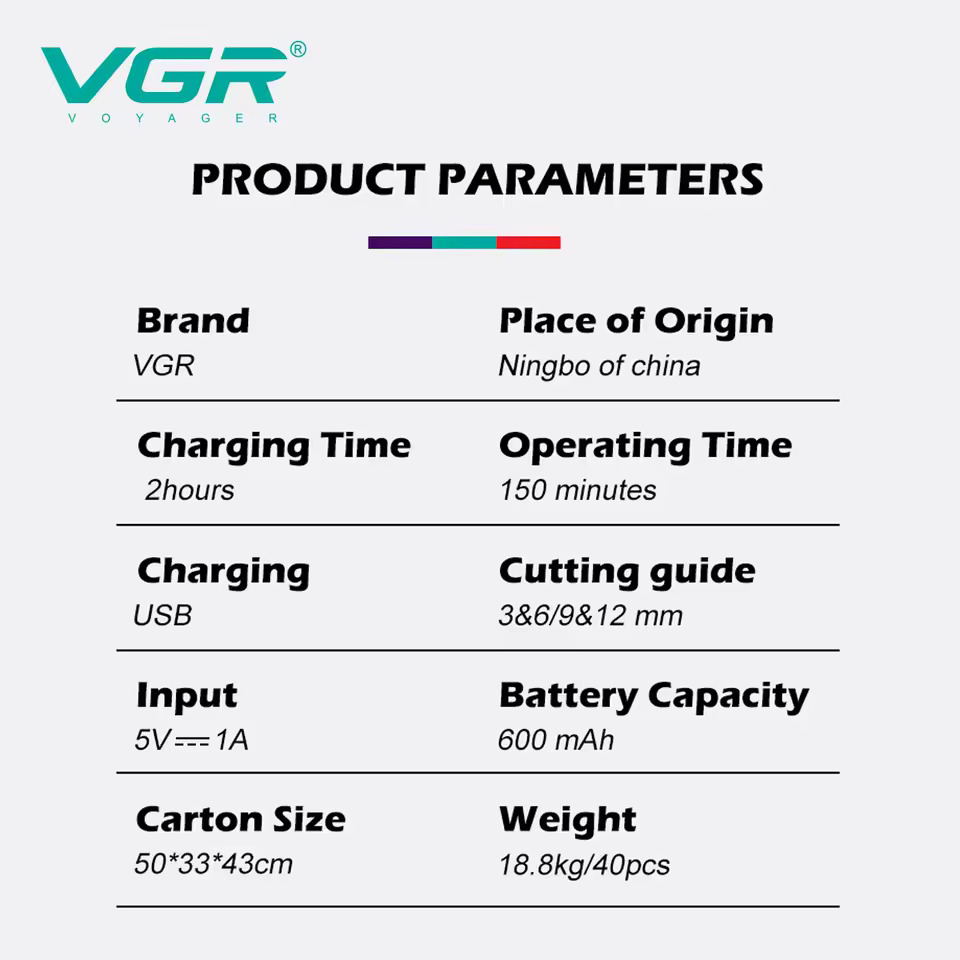 ماشین اصلاح و موزر بدن و پنجه و سوهان ناخن حیوانات VGR V-219 3 in 1